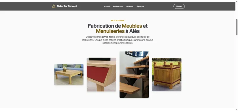 Galerie de réalisations d'Atelier Pur Concept sur la page d'accueil
