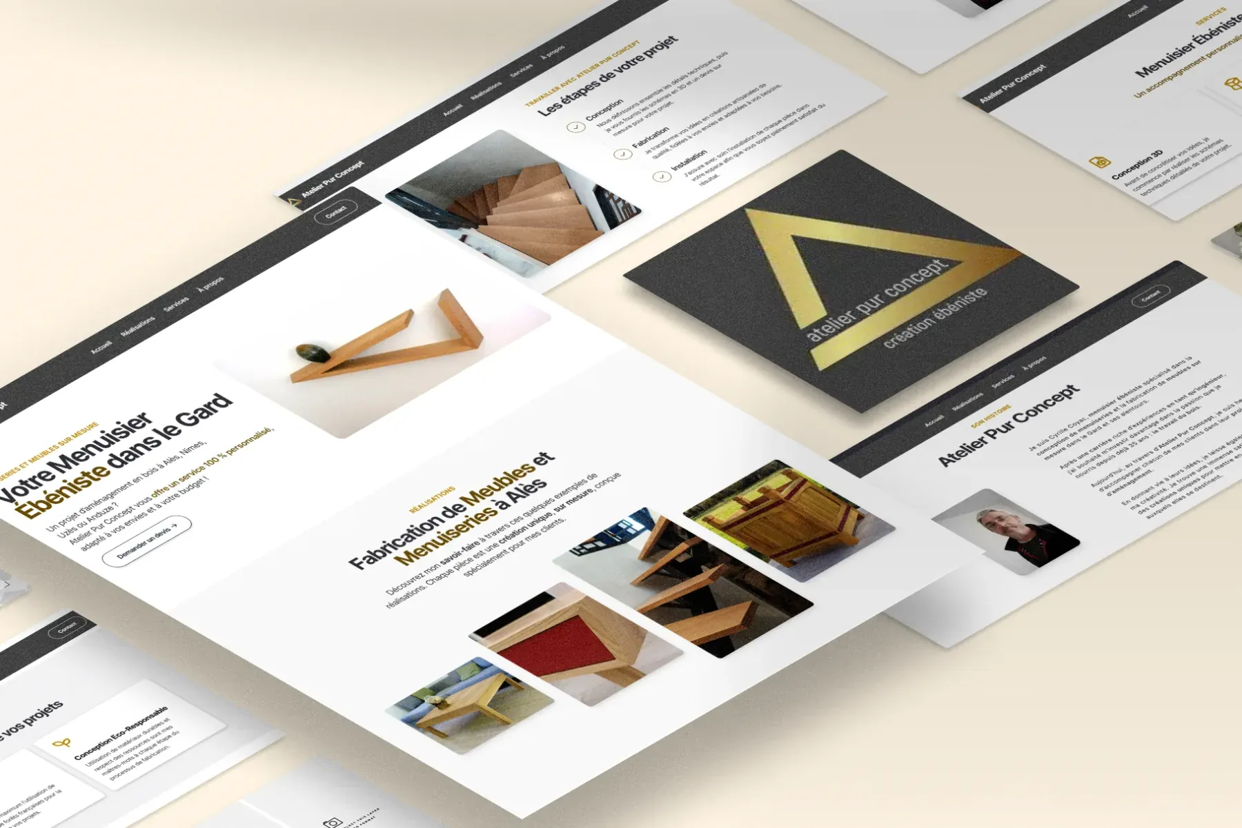 Site d'Atelier Pur Concept, menuisier ébéniste à Alès dans le Gard, réalisé par WebMagnet