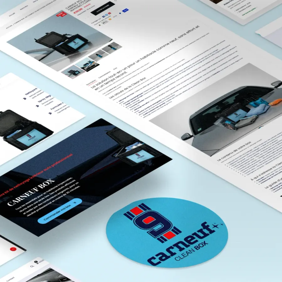 Boutique en ligne Carneuf, box detailing auto, optimisée par WebMagnet