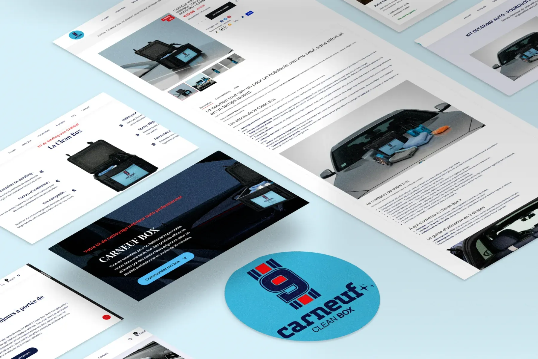 Boutique en ligne Carneuf, box detailing auto, optimisée par WebMagnet