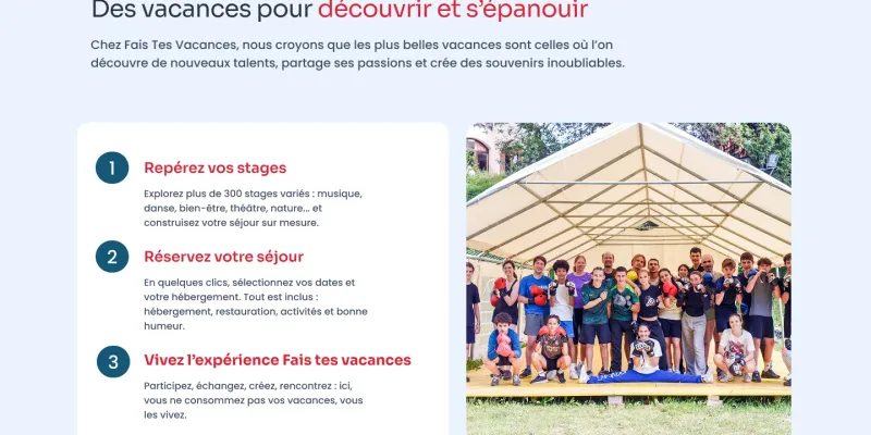 Fais Tes Vacances : Déroulement du séjour