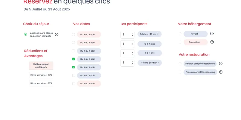 Fais Tes Vacances : Formulaire de réservation simplifié