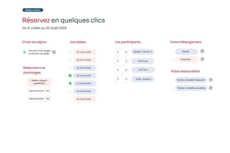 Page réservation du site Fais Tes Vacances refaite par WebMagnet
