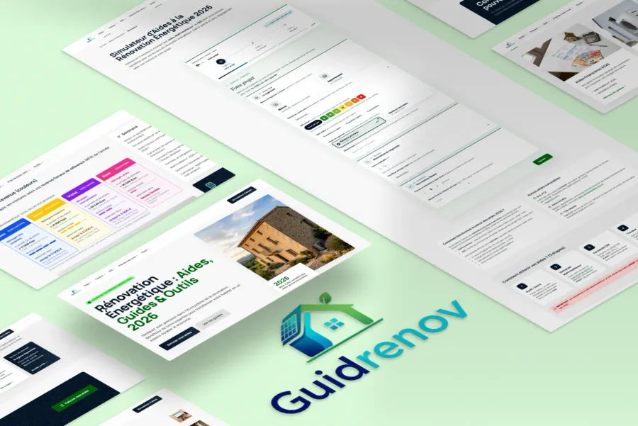 Accueil GuidRenov, guide national de la rénovation énergétique, projet SEO WebMagnet