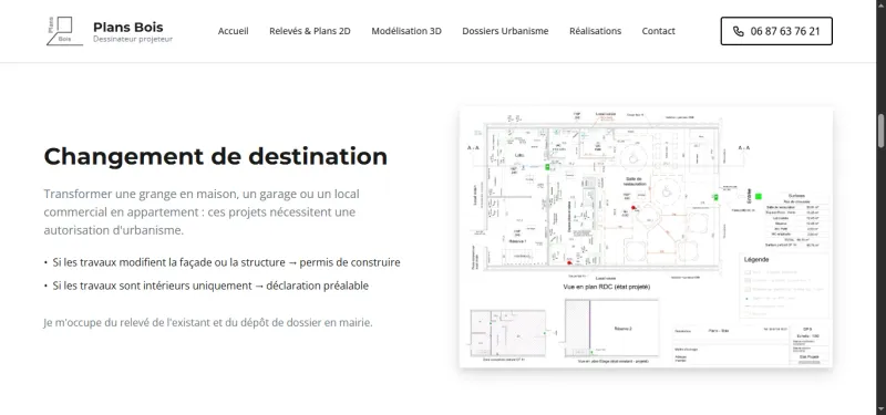 Page permis de construire et dossiers d'urbanisme du site Plans Bois