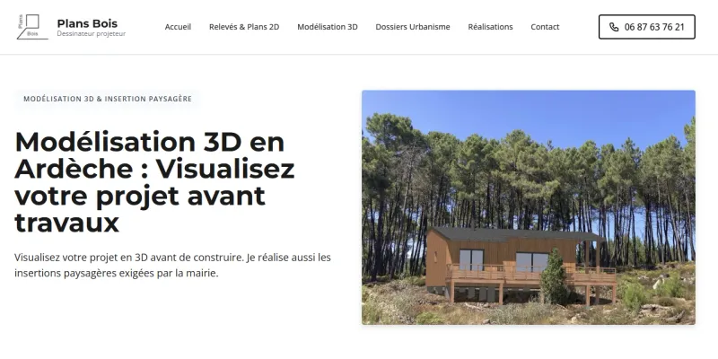 Plans Bois : Plan maison 3D, insertion paysagère, dessinateur Ardèche