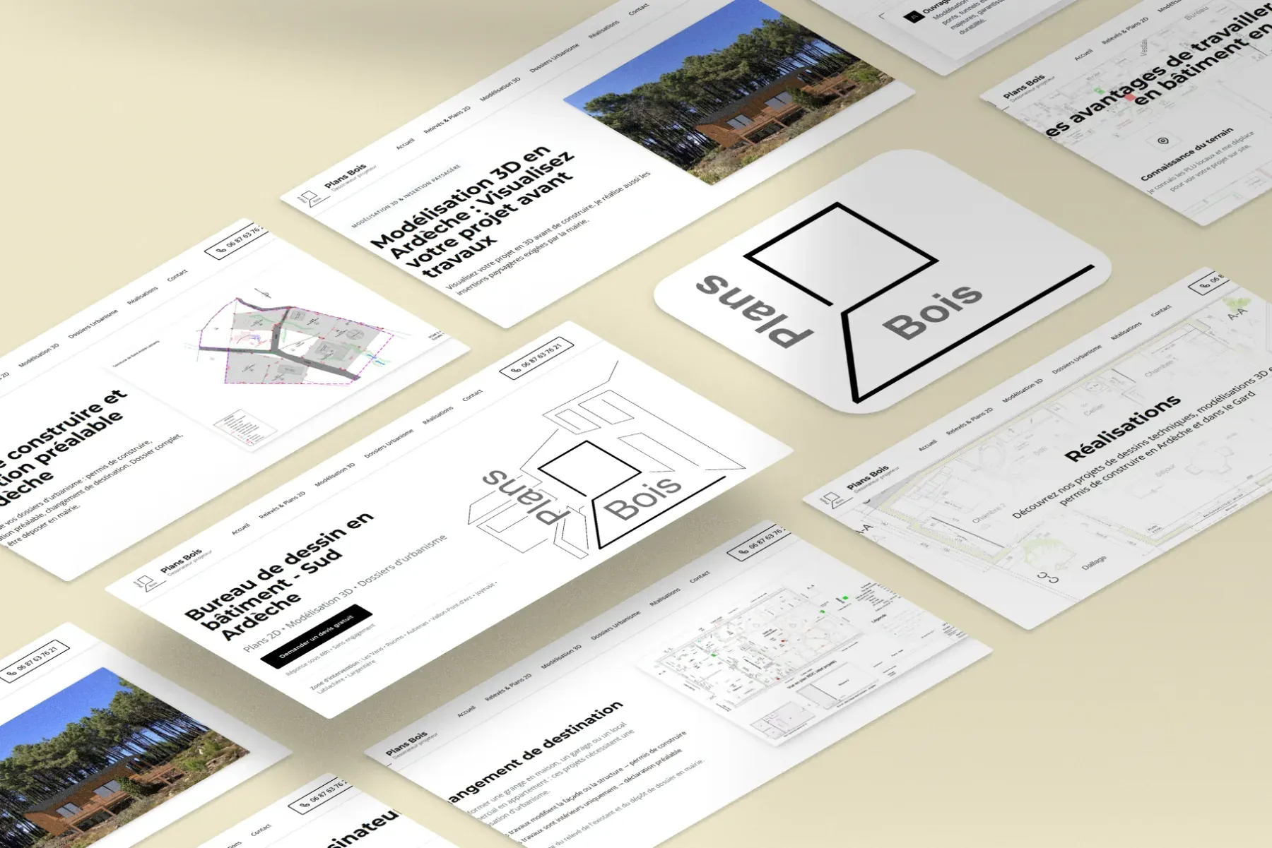 Site de Plans Bois, dessinateur-projeteur en Sud Ardèche, Top 3 Google, réalisé par WebMagnet