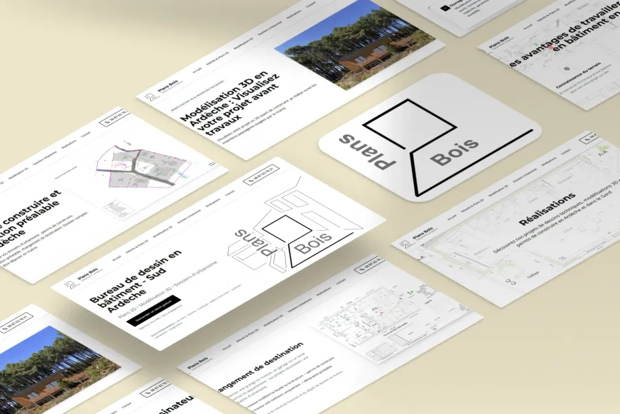 Site web de Plans Bois, dessinateur en bâtiment en Sud Ardèche, réalisé par WebMagnet
