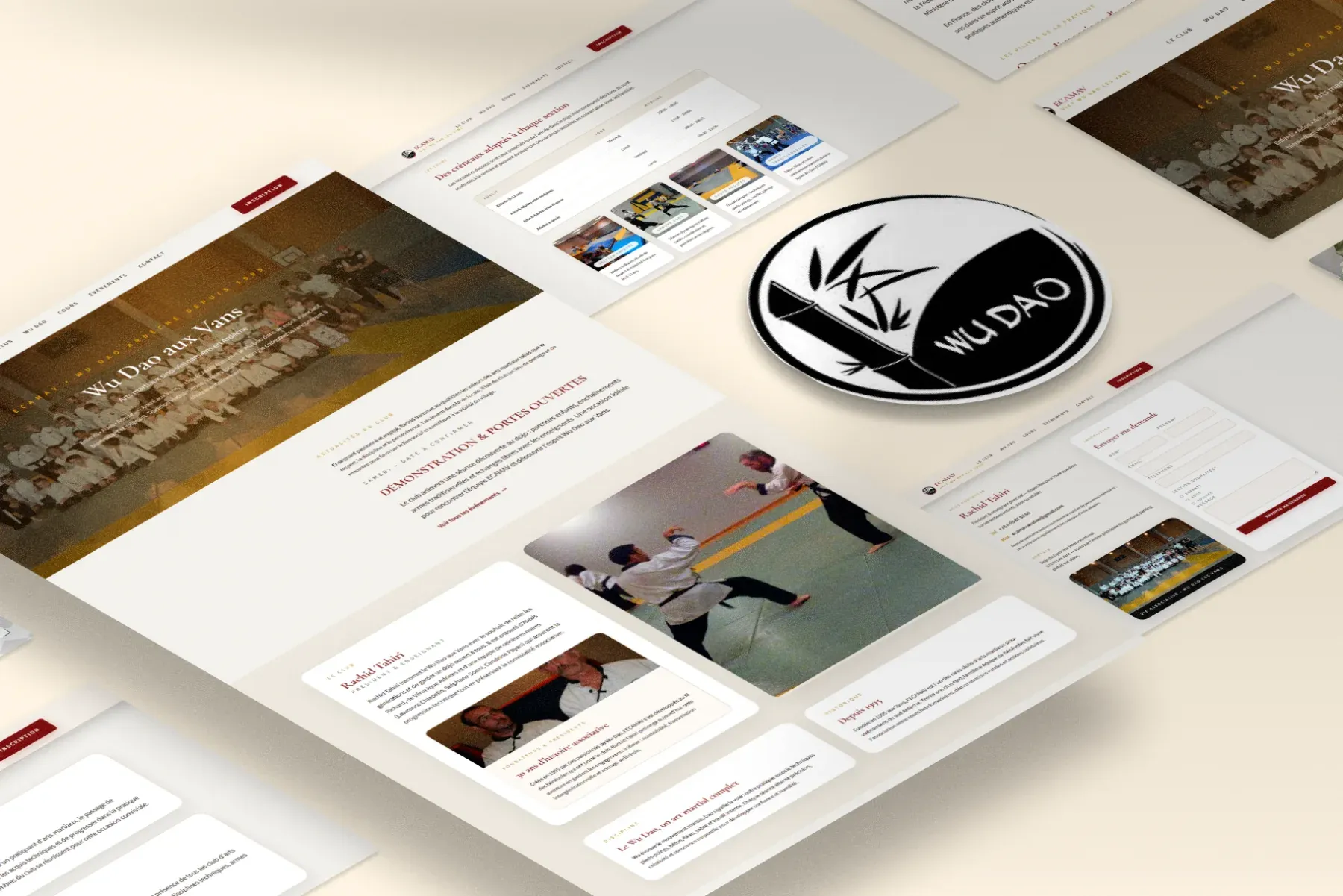 Site de l'ECAMAV Wu Dao, club d'arts martiaux aux Vans en Ardèche, réalisé par WebMagnet