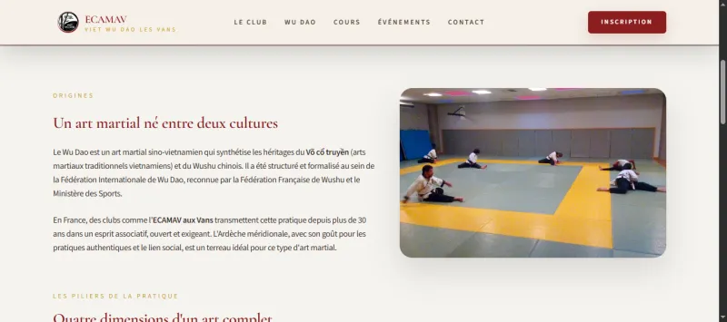 Page dédiée au Wu Dao sur le site ECAMAV