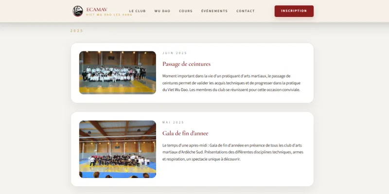 ECAMAV : Événements du club, passages de ceintures et galas