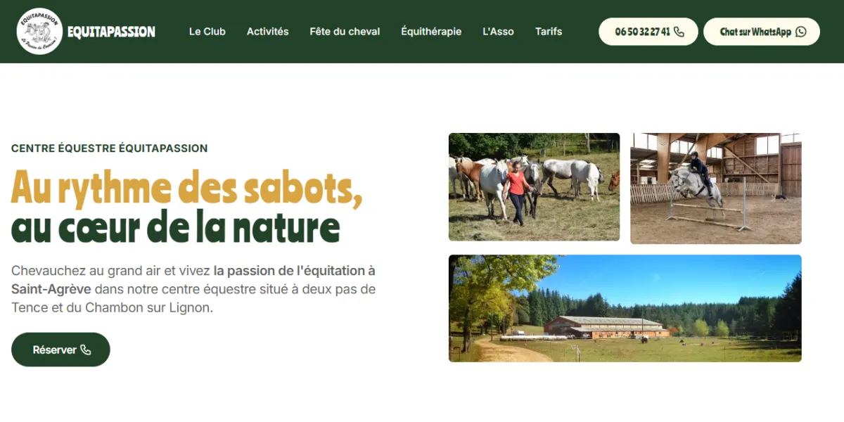 Site du centre équestre Équitapassion à Saint-Agrève en Ardèche, réalisé par WebMagnet