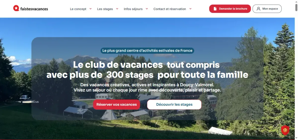 Site web de Fais Tes Vacances, club de vacances tout compris dans les Alpes, refait par WebMagnet