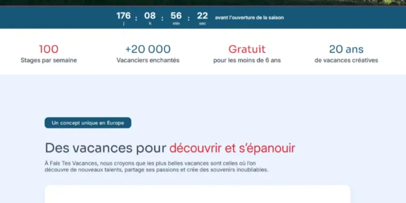 Fais Tes Vacances : Aperçu du site refait