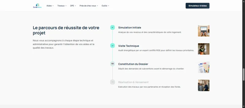 Parcours de réussite d'un projet de rénovation sur GuidRenov