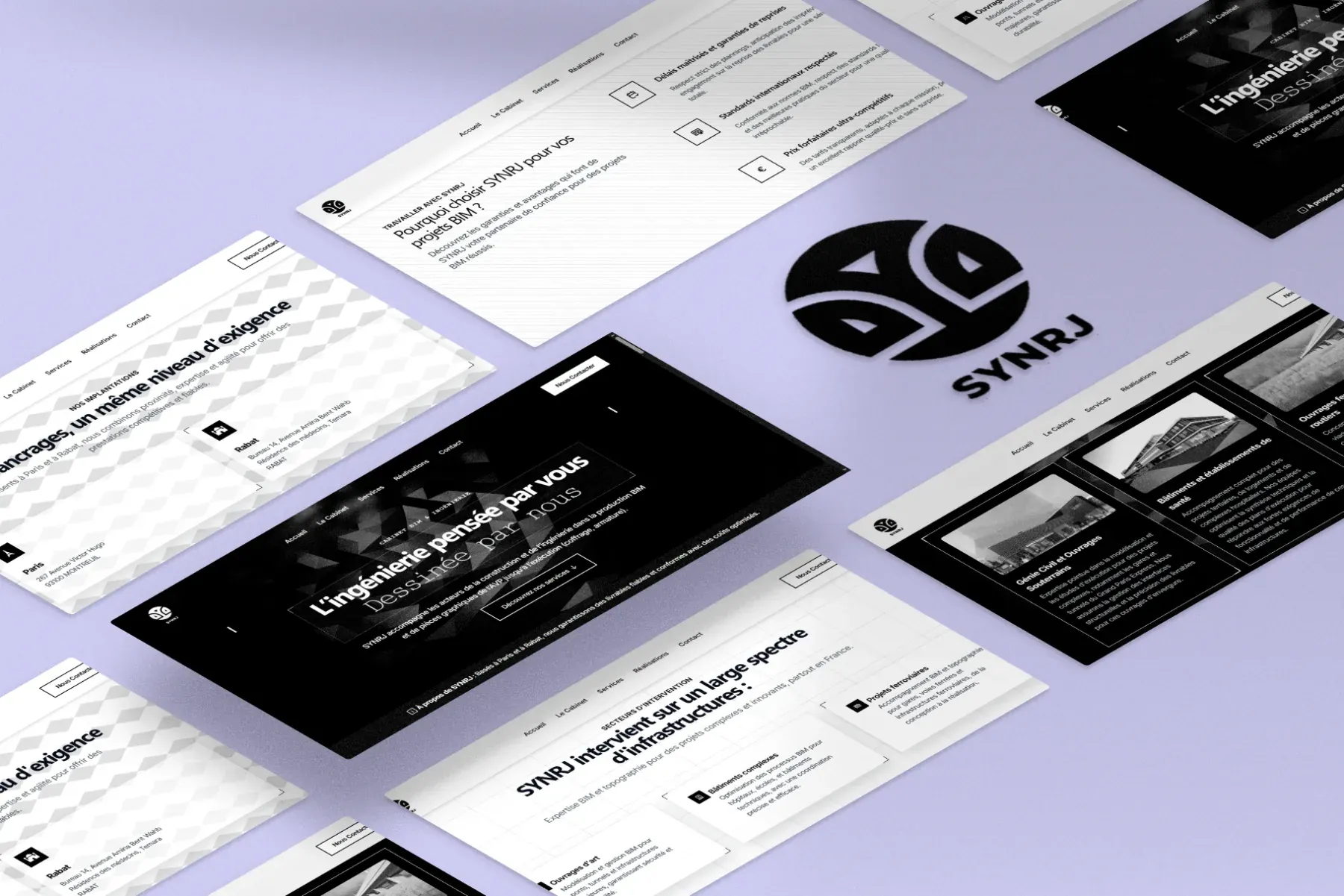 Site web de SYNRJ, bureau d'études BIM à Paris et Rabat, réalisé par WebMagnet